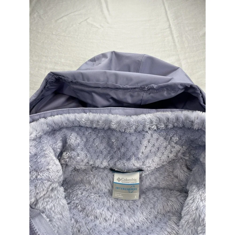 Columbia Bugaboo II Womens Large 3-in-1 Fleece Interchange Jacket Purple Coat